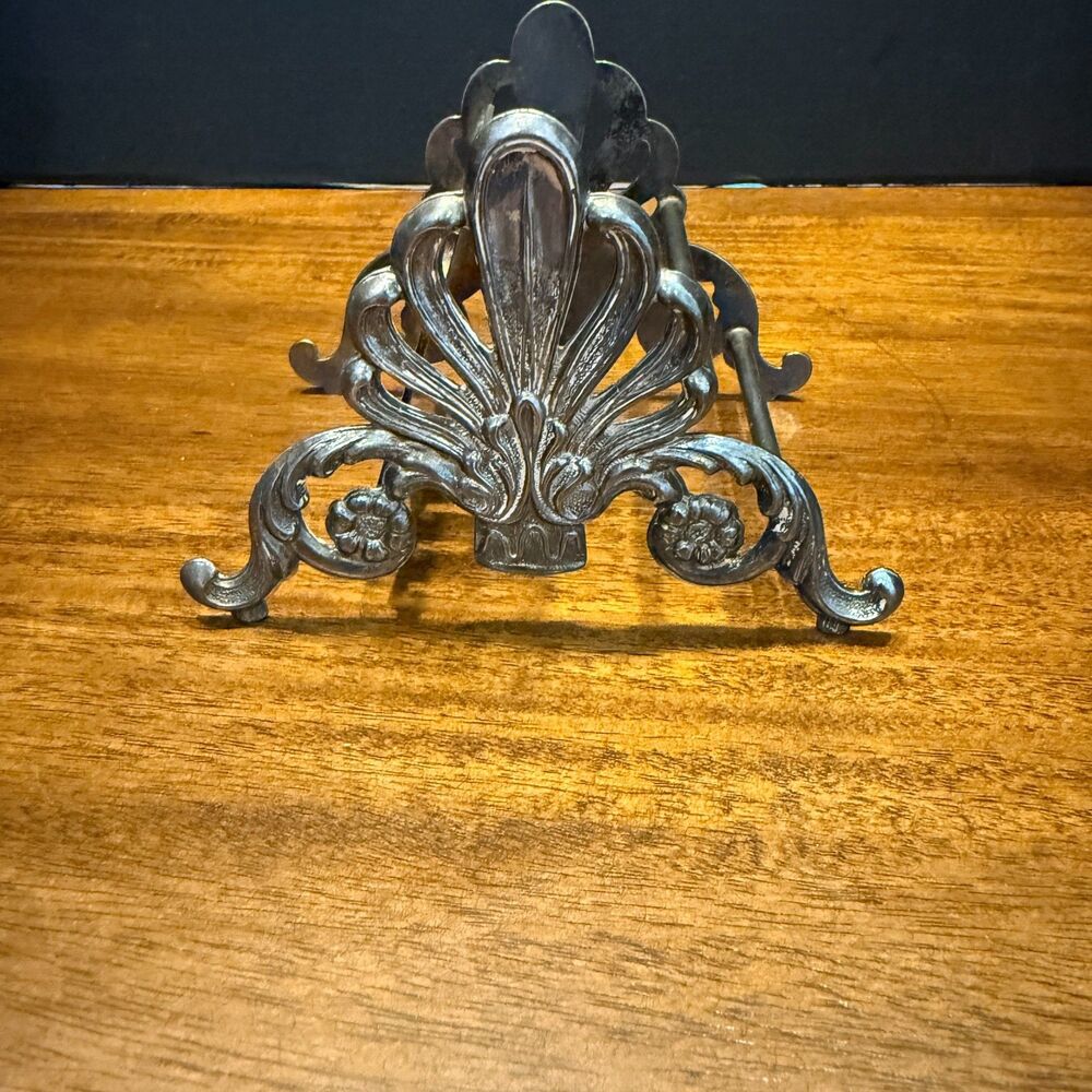 Vintage Silver Plate 12 Slot Knife Holder Buffet Caddy Ornate Rococo Knife Rack
